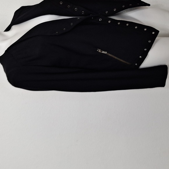 Lysse Black Jory Metal Grommet Trim Biker Grunge Open Front Moto Jacket Size S - Picture 6 of 10